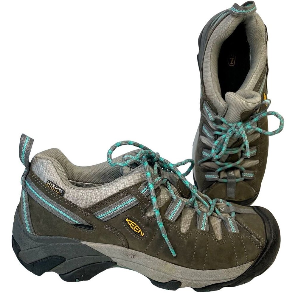 Keen Womens Dry Targhee II Hiking Shoes Gray Blue 1004089 Trail Waterproof 11M
